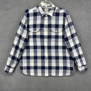 Levi's Shirt Mens Large Blue Plaid‎ Flannel Relaxed Long Sleeve Button Down